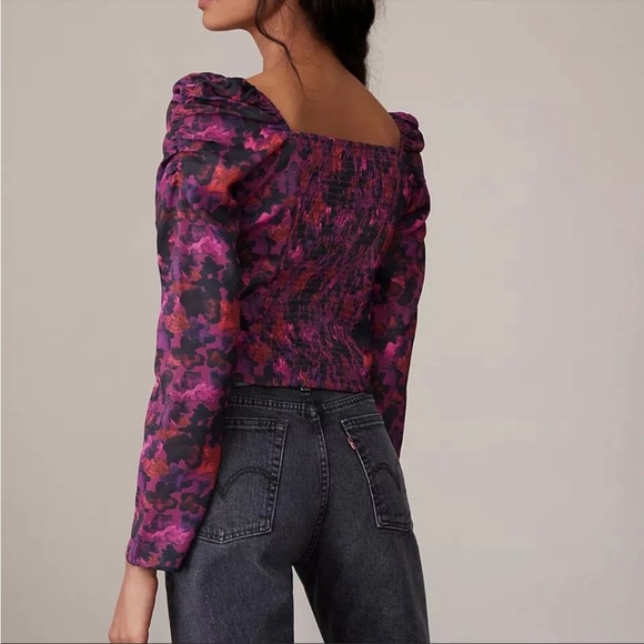 EUC Anthropologie Samant Chauan floral ruched blouse S - Picture 4 of 14